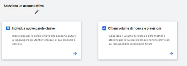 anteprima pannello strumento di pianificazione Google Ads